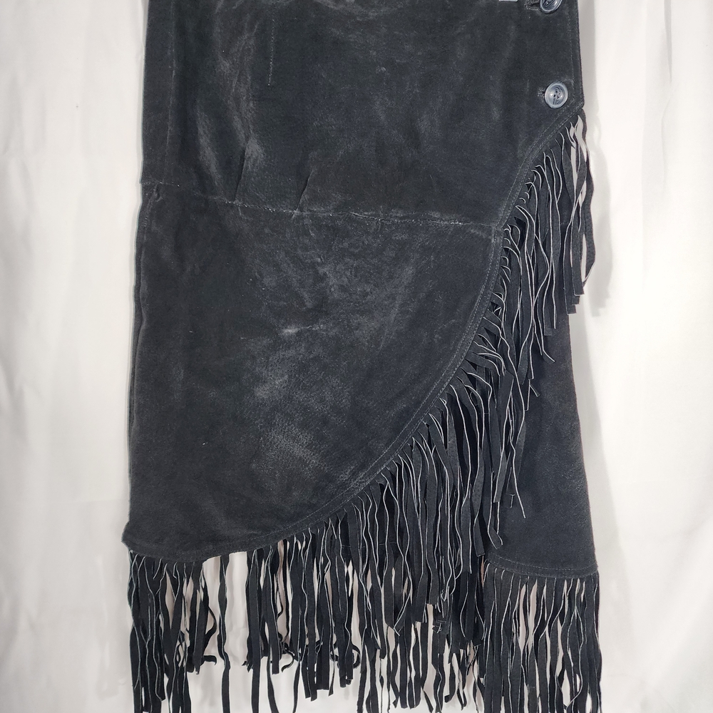 Newport News Black Fringe Midi Skirt